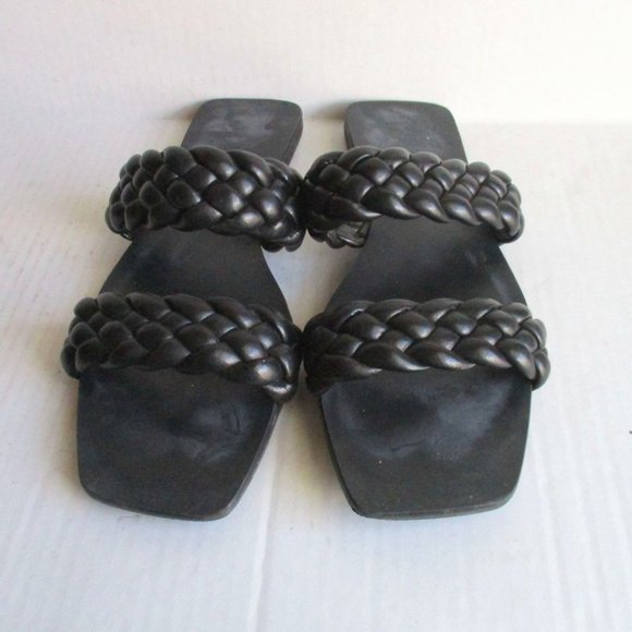 *INC Black Sandal Double Braided Bands Slip-On Flats- Size 9 - Picture 2 of 6